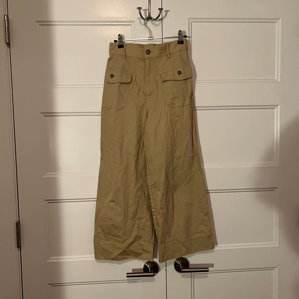 H&M Cut-Off Flare Khaki Pants